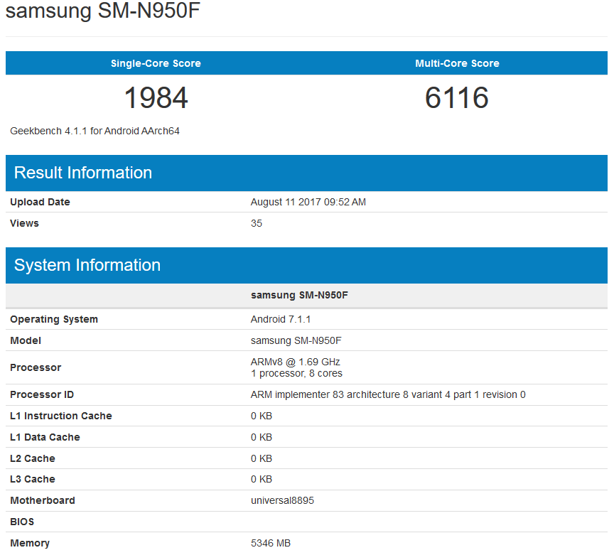 note 8 geekbench